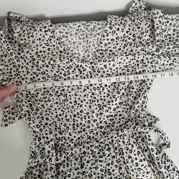 J. Crew Lightweight Cotton Puff Long Sleeve Cheetah Print Dress XS Ruffles - Picture 6 of 16